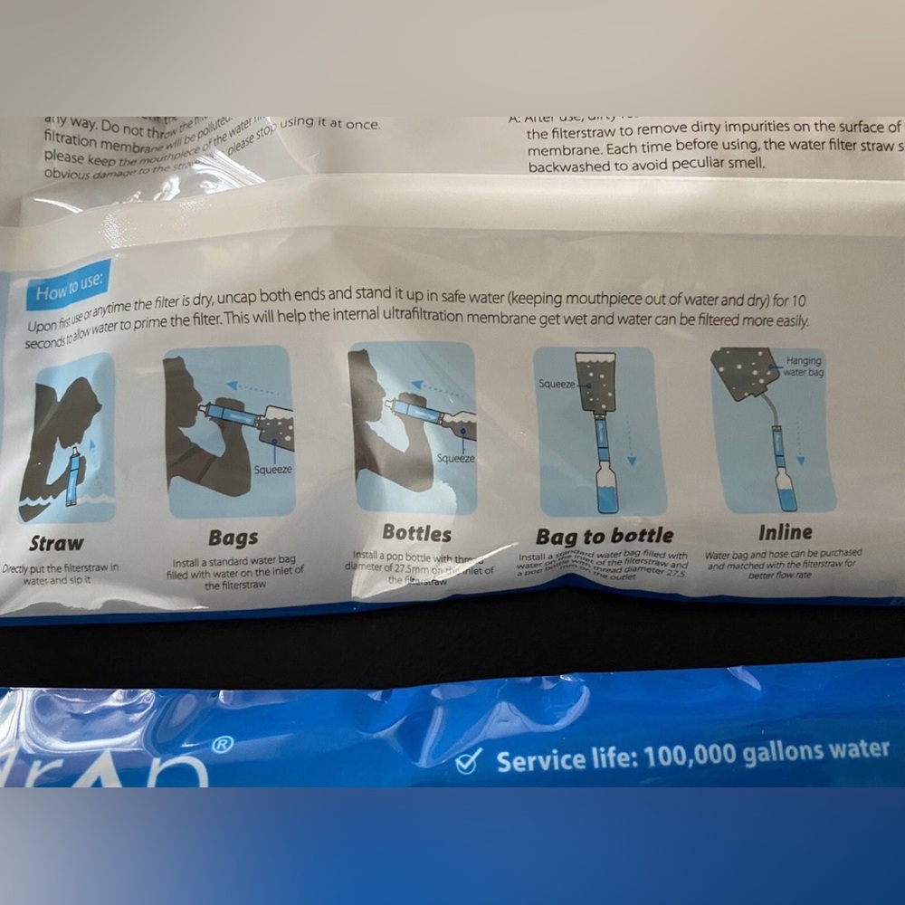 Waterdrop Personal Water Filter Portable Hiking Camping Filtration System 3 Pk - Picture 5 of 9